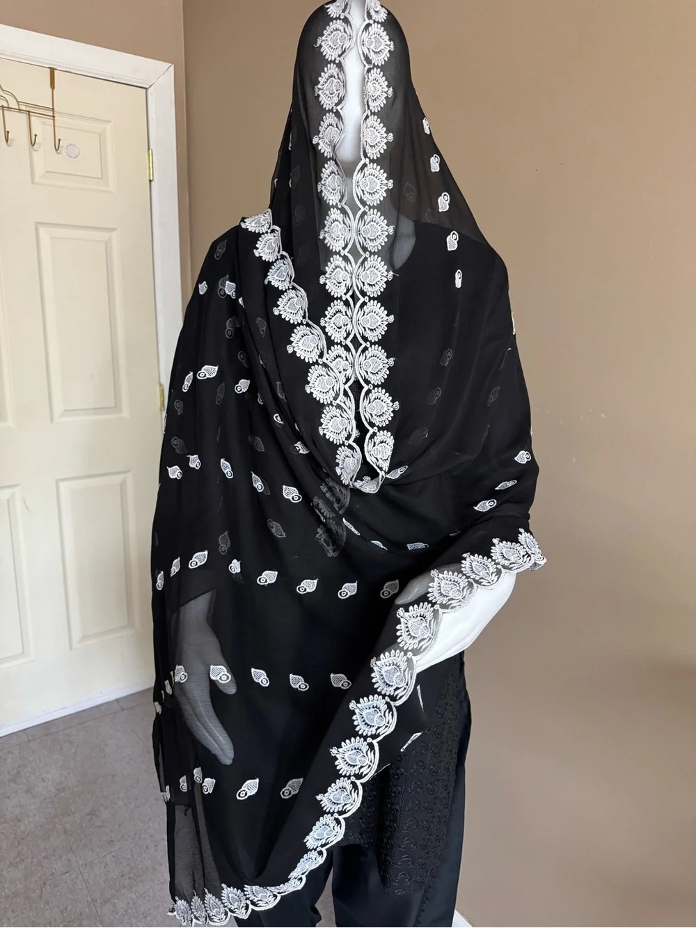 Pakistani chiffon embroidered duppata/ shawl